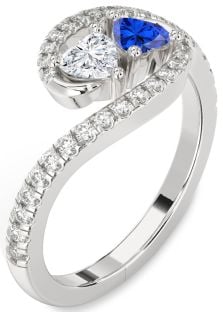 Diamond Platinum Two Heart Promise Ring