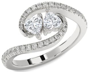 Diamond White Gold Two Heart Ring