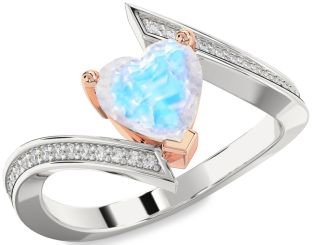 Diamond Amethyst Platinum & Rose Gold Heart Solitaire Pave Engagement Ring