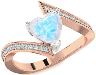 Diamond Amethyst Platinum & Rose Gold Heart Solitaire Pave Engagement Ring