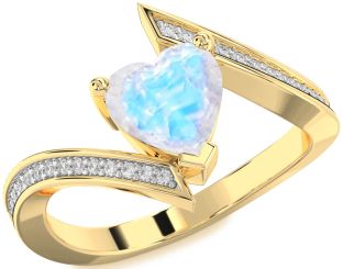 Diamond Amethyst Gold Heart Solitaire Pave Engagement Ring