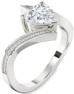 Diamond White Gold Heart Solitaire Pave Engagement Ring