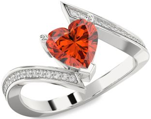 Diamond Amethyst Platinum Heart Solitaire Pave Engagement Ring