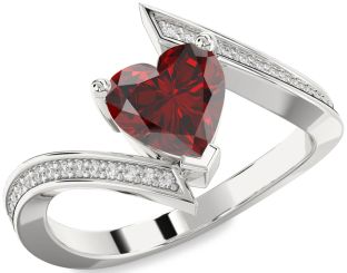 Diamond Amethyst Platinum Heart Solitaire Pave Engagement Ring