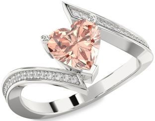 Diamond Amethyst Platinum Heart Solitaire Pave Engagement Ring