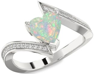 Diamond Amethyst Platinum Heart Solitaire Pave Engagement Ring