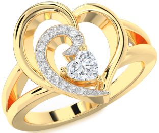 Diamond Gold Heart Promise Ring