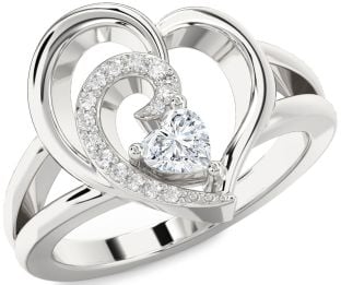 Diamond Platinum Heart Promise Ring