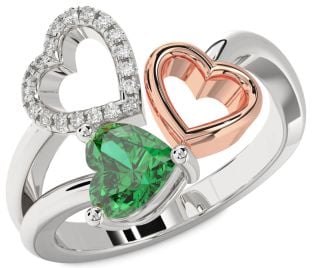 White Rose Gold Heart Promise Ring