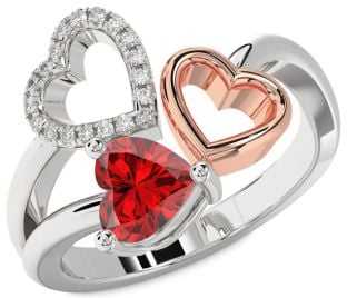 White Rose Gold Heart Promise Ring