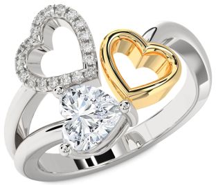 Diamond Platinum & Yellow Gold Heart Ring