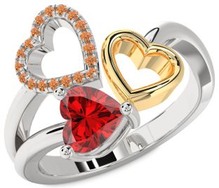 Emerald Platinum & Yellow Gold Heart Ring