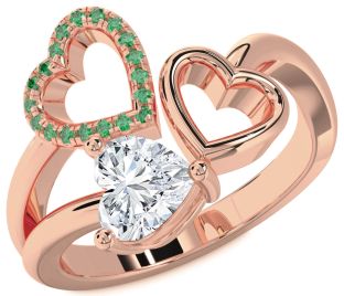 Emerald Rose Gold Heart Ring