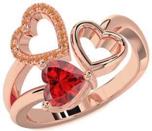 Emerald Rose Gold Heart Ring