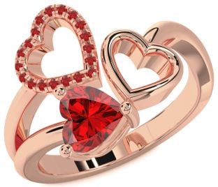 Emerald Rose Gold Heart Ring