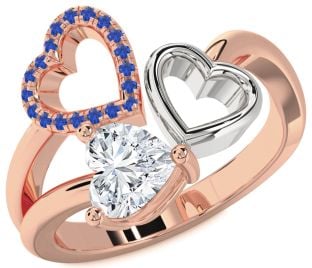 Platinum & Rose Gold Heart Promise Ring