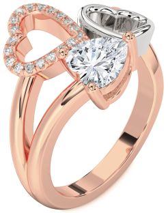 Diamond White Rose Gold Heart Ring