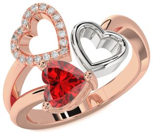 Platinum & Rose Gold Heart Promise Ring
