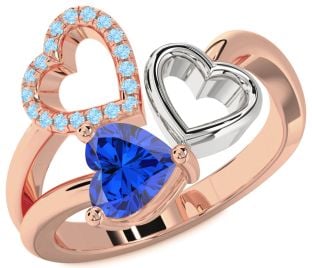 Platinum & Rose Gold Heart Promise Ring