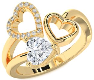 Diamond Gold Heart Ring