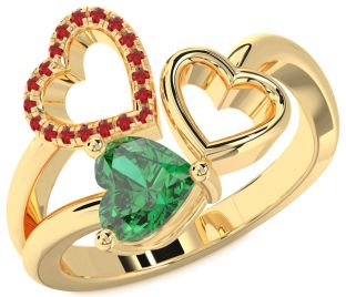 Emerald Gold Heart Ring