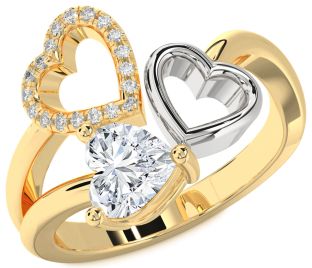 Diamond Platinum & Yellow Gold Heart Ring