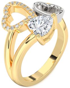 Diamond Platinum & Yellow Gold Heart Ring