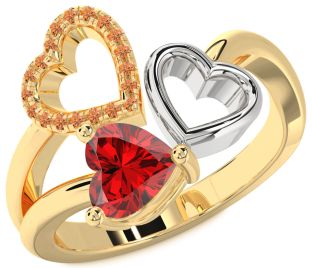 Emerald Platinum & Yellow Gold Heart Ring