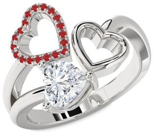 Emerald Platinum Heart Ring