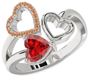 Emerald Platinum Heart Ring