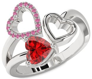 Emerald Platinum Heart Ring