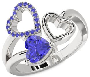 Tanzanite Silver Heart Ring