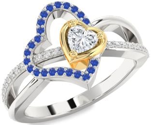 Diamond Gold Silver Heart Promise Ring