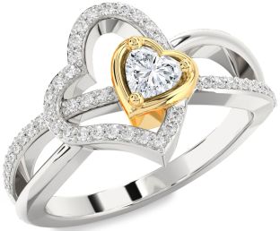 Diamond Platinum & Yellow Gold Heart Ring