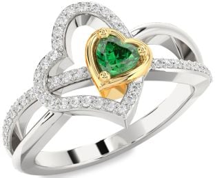 Diamond Gold Silver Heart Promise Ring