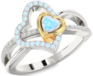 Diamond Emerald Platinum & Yellow Gold Heart Ring