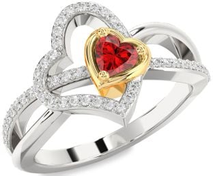Diamond Gold Silver Heart Promise Ring