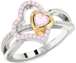 Diamond Emerald Platinum & Yellow Gold Heart Ring