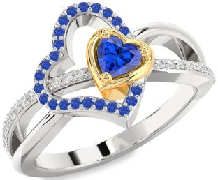 Diamond Emerald Platinum & Yellow Gold Heart Ring