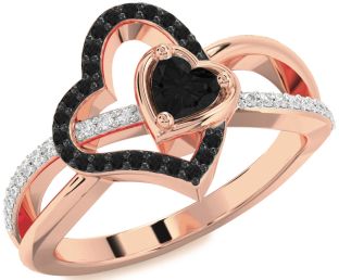 Diamond Emerald Rose Gold Heart Ring