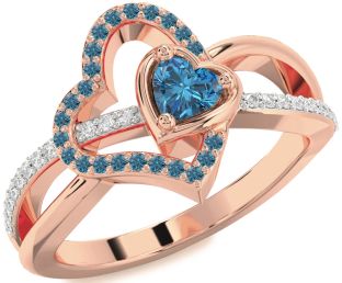 Diamond Emerald Rose Gold Heart Ring
