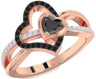 Diamond Emerald Rose Gold Heart Ring