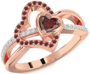Diamond Emerald Rose Gold Heart Ring