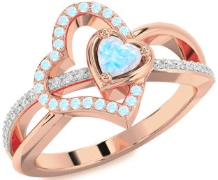 Diamond Emerald Rose Gold Heart Ring