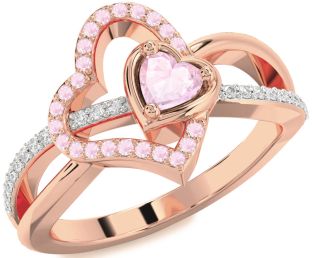 Diamond Emerald Rose Gold Heart Ring