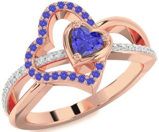 Diamond Emerald Rose Gold Heart Ring