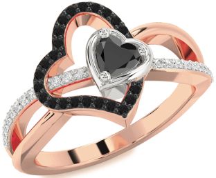 Diamond Emerald Platinum & Rose Gold Heart Ring