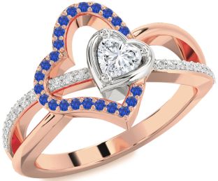 Diamond Platinum & Rose Gold Heart Promise Ring