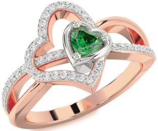 Diamond Platinum & Rose Gold Heart Promise Ring