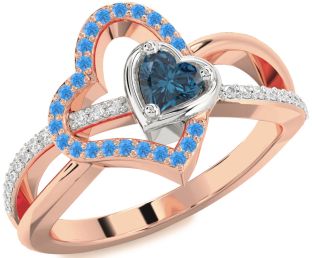 Diamond Platinum & Rose Gold Heart Promise Ring